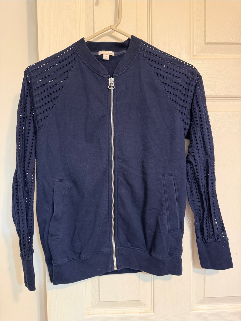 Navy Zip-Front women’s Sweater Jacket